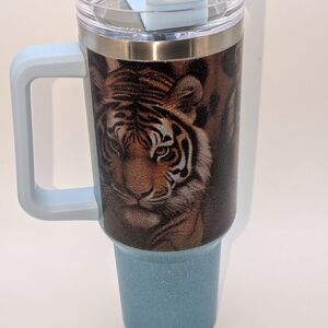 Blue Tiger Print Travel Mug (New)